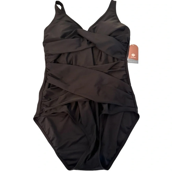 NWT Women’s Tummy Control Summer Swimsuit Adjustable Straps Retro Ruched Vintage - Picture 4 of 7